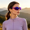 image:imageDUCO Polarized Sports Sunglasses for Men Women UV400 Protection Sun Glasses for Cycling Fishing Running and Driving F101Black Purple Frame Revo Blue Lens