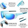 image:imageDUCO Polarized Sports Sunglasses for Men Women UV400 Protection Sun Glasses for Cycling Fishing Running and Driving F101Transparent Blue Frame Revo Blue Lens
