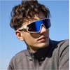 image:imageDUCO Polarized Sports Sunglasses for Men and Women Protection Ideal for Fishing Cycling and Running Mountain Biking DC0046White Frame Black Dot Revo Blue Lens