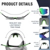 image:imageDUCO Polarized Sports Sunglasses for Men and Women UV400 Lightweight Durable for Cycling Baseball Fishing Running DC0045Black Frame Green Temple Revo Green Lens