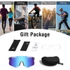 image:imageDUCO Polarized Sports Sunglasses for Men and Women UV400 Lightweight Durable for Cycling Baseball Fishing Running DC0045Transparent Gray Frame Revo Blue Lens