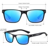 image:imageDUCO Polarized Sunglasses for Men Lightweight Carbon Fiber UV400 Protection Square Sun Glasses 8207Black Frame Revo Blue Lens