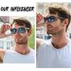 image:imageDUCO Polarized Sunglasses for Men Lightweight Carbon Fiber UV400 Protection Square Sun Glasses 8207Black Frame Revo Blue Lens