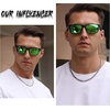 image:imageDUCO Polarized Sunglasses for Men Lightweight Carbon Fiber UV400 Protection Square Sun Glasses 8207Black Frame Revo Green Lens