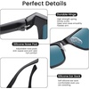 image:imageDUCO Polarized Sunglasses for Men Lightweight Carbon Fiber UV400 Protection Square Sun Glasses 8207Black Frame Revo Red Lens