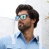 image:imageDUCO Polarized Sunglasses for Men Lightweight Carbon Fiber UV400 Protection Square Sun Glasses 8207Blue Frame Revo Blue Lens