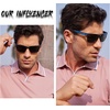 image:imageDUCO Polarized Sunglasses for Men Lightweight Carbon Fiber UV400 Protection Square Sun Glasses 8207Dark Blue Frame Grey Lens