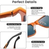 image:imageDUCO Polarized Sunglasses for Men Lightweight Carbon Fiber UV400 Protection Square Sun Glasses 8207Orange Frame Revo Red Lens