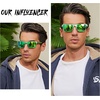 image:imageDUCO Polarized Sunglasses for Men Lightweight Carbon Fiber UV400 Protection Square Sun Glasses 8207Shine Green Frame Revo Green Lens