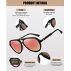 image:imageDUCO Retro Aviator Polarized Sunglasses Women Men Vintage Double Bridge Sun Glasses Classic Shades DC1208Black Frame Revo Red Lens
