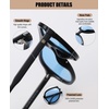 image:imageDUCO Retro Aviator Polarized Sunglasses Women Men Vintage Double Bridge Sun Glasses Classic Shades DC1208Black Frame Transparent Blue Lens