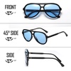 image:imageDUCO Retro Aviator Polarized Sunglasses Women Men Vintage Double Bridge Sun Glasses Classic Shades DC1208Black Frame Transparent Blue Lens