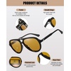image:imageDUCO Retro Aviator Polarized Sunglasses Women Men Vintage Double Bridge Sun Glasses Classic Shades DC1208Black Frame Yellow Lens