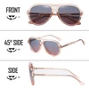 image:imageDUCO Retro Aviator Polarized Sunglasses Women Men Vintage Double Bridge Sun Glasses Classic Shades DC1208Transparent Brown Frame Green Brown Lens