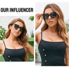 image:imageDUCO Retro Oversized Hexagonal Polarized Sunglasses for Women Men Trendy Shades UV400 Protection Designer Sun Glasses DC1108Shine Black Frame Grey Lens