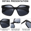 image:imageDUCO Retro Oversized Hexagonal Polarized Sunglasses for Women Men Trendy Shades UV400 Protection Designer Sun Glasses DC1108Shine Black Frame Grey Lens