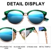 image:imageDUCO Retro Polarized Sunglasses for Women Semi Rimless Sun Glasses for Small Face Vintage Half Frame Shades 1221Green Frame Blue Lens