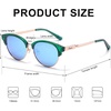 image:imageDUCO Retro Polarized Sunglasses for Women Semi Rimless Sun Glasses for Small Face Vintage Half Frame Shades 1221Green Frame Blue Lens