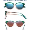 image:imageDUCO Retro Polarized Sunglasses for Women Semi Rimless Sun Glasses for Small Face Vintage Half Frame Shades 1221Green Frame Blue Lens