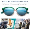 image:imageDUCO Retro Polarized Sunglasses for Women Semi Rimless Sun Glasses for Small Face Vintage Half Frame Shades 1221Green Frame Blue Lens