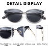 image:imageDUCO Retro Polarized Sunglasses for Women Semi Rimless Sun Glasses for Small Face Vintage Half Frame Shades 1221Transparent Grey Frame Grey Lens