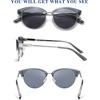 image:imageDUCO Retro Polarized Sunglasses for Women Semi Rimless Sun Glasses for Small Face Vintage Half Frame Shades 1221Transparent Grey Frame Grey Lens