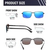 image:imageDUCO Retro Rectangular Polarized Sunglasses for Men Trendy Carbon Fiber ShadesBlack Frame Blue Lens