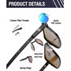 image:imageDUCO Retro Rectangular Polarized Sunglasses for Men Trendy Carbon Fiber ShadesBlack Frame Blue Lens