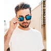 image:imageDUCO Retro Rectangular Polarized Sunglasses for Men Trendy Carbon Fiber ShadesBlack Frame Blue Lens
