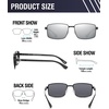image:imageDUCO Retro Rectangular Polarized Sunglasses for Men Trendy Carbon Fiber ShadesBlack Frame Silver Lens