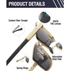 image:imageDUCO Retro Rectangular Polarized Sunglasses for Men Trendy Carbon Fiber ShadesGold Frame Black Temple Grey Lens