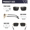 image:imageDUCO Retro Rectangular Polarized Sunglasses for Men Trendy Carbon Fiber ShadesGold Frame Black Temple Grey Lens