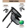 image:imageDUCO Retro Vintage Square Polarized Aviator Sunglasses Womens Mens Double Bridge Sun Glasses DC3001Black Frame Revo Green Lens
