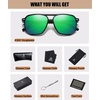 image:imageDUCO Retro Vintage Square Polarized Aviator Sunglasses Womens Mens Double Bridge Sun Glasses DC3001Black Frame Revo Green Lens