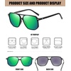 image:imageDUCO Retro Vintage Square Polarized Aviator Sunglasses Womens Mens Double Bridge Sun Glasses DC3001Black Frame Revo Green Lens