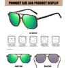 image:imageDUCO Retro Vintage Square Polarized Aviator Sunglasses Womens Mens Double Bridge Sun Glasses DC3001Brwon Tortoise Frame Revo Green Lens
