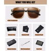 image:imageDUCO Retro Vintage Square Polarized Aviator Sunglasses Womens Mens Double Bridge Sun Glasses DC3001Transparent Gold Frame Brown Lens