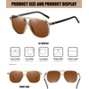 image:imageDUCO Retro Vintage Square Polarized Aviator Sunglasses Womens Mens Double Bridge Sun Glasses DC3001Transparent Gold Frame Brown Lens