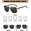 image:imageDUCO Retro Vintage Square Polarized Aviator Sunglasses Womens Mens Double Bridge Sun Glasses DC3001Transparent Gold Frame Grey Lens