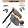 image:imageDUCO Retro Vintage Square Polarized Aviator Sunglasses Womens Mens Double Bridge Sun Glasses DC3001Transparent Gold Frame Grey Lens