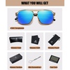 image:imageDUCO Retro Vintage Square Polarized Aviator Sunglasses Womens Mens Double Bridge Sun Glasses DC3001Transparent Gold Frame Revo Blue Lens