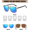 image:imageDUCO Retro Vintage Square Polarized Aviator Sunglasses Womens Mens Double Bridge Sun Glasses DC3001Transparent Gold Frame Revo Blue Lens
