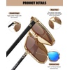 image:imageDUCO Retro Vintage Square Polarized Aviator Sunglasses Womens Mens Double Bridge Sun Glasses DC3001Transparent Gold Frame Revo Blue Lens