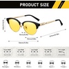 image:imageDUCO Round SemiRimless Night Vision Driving Glasses Polarized Anti Glare Eyewear for Men and Women HD Yellow TintedBlack Frame Night Vision Lens