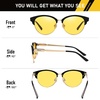 image:imageDUCO Round SemiRimless Night Vision Driving Glasses Polarized Anti Glare Eyewear for Men and Women HD Yellow TintedBlack Frame Night Vision Lens