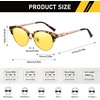 image:imageDUCO Round SemiRimless Night Vision Driving Glasses Polarized Anti Glare Eyewear for Men and Women HD Yellow TintedBrown Tortoise Frame Night Vision Lens