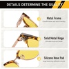 image:imageDUCO Round SemiRimless Night Vision Driving Glasses Polarized Anti Glare Eyewear for Men and Women HD Yellow TintedBrown Tortoise Frame Night Vision Lens