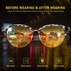 image:imageDUCO Round SemiRimless Night Vision Driving Glasses Polarized Anti Glare Eyewear for Men and Women HD Yellow TintedGray Tortoise Frame Night Vision Lens