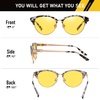 image:imageDUCO Round SemiRimless Night Vision Driving Glasses Polarized Anti Glare Eyewear for Men and Women HD Yellow TintedGray Tortoise Frame Night Vision Lens