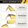 image:imageDUCO Round SemiRimless Night Vision Driving Glasses Polarized Anti Glare Eyewear for Men and Women HD Yellow TintedGray Tortoise Frame Night Vision Lens